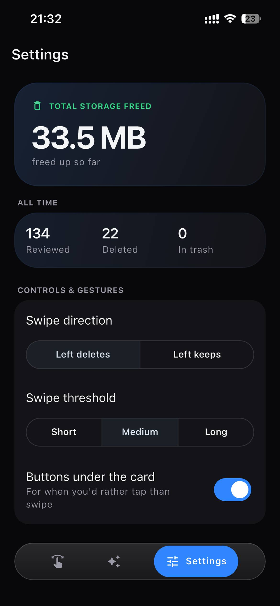 Result screen after deletion, showing how many photos were removed